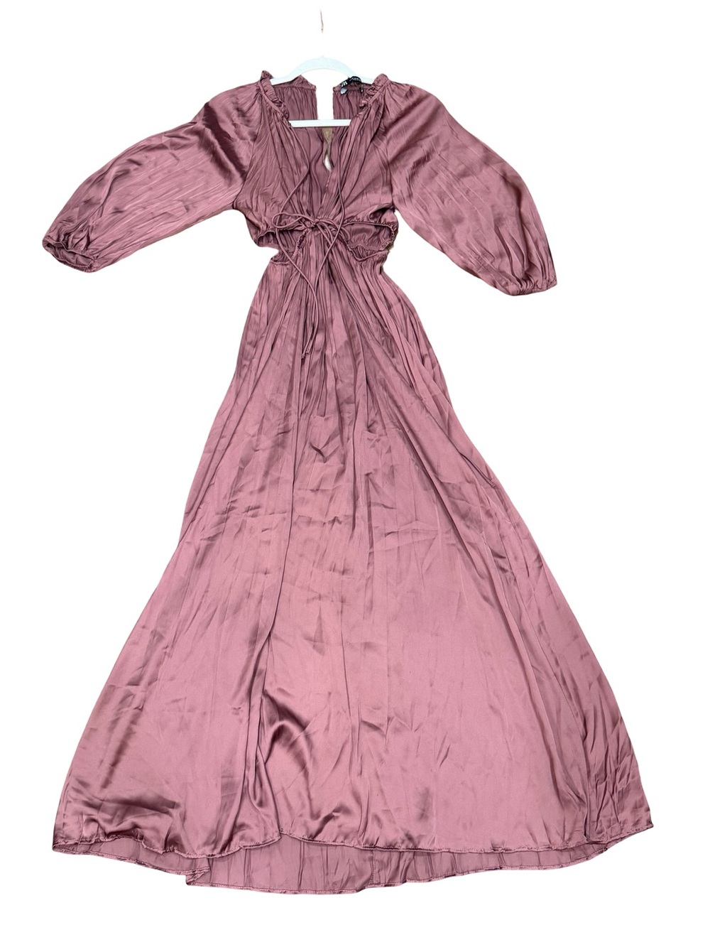 ✨ Zara Satin Effect Cutout Midi Dress Plum Purple Size XS Elegant Slip Dress - Picture 8 of 13